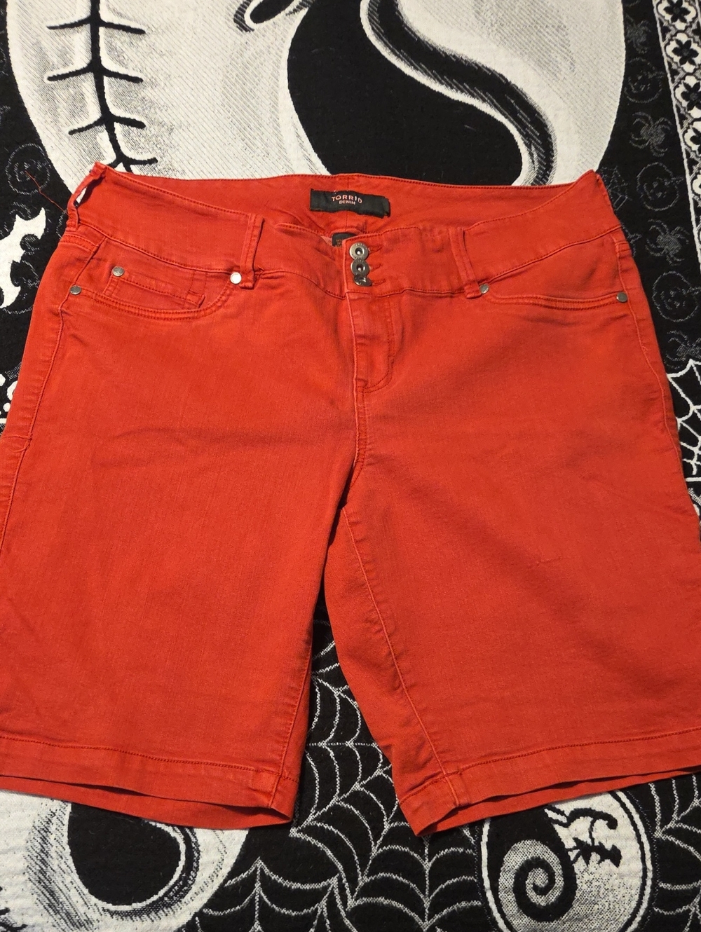 Torrid Red Denim Bermuda Shorts